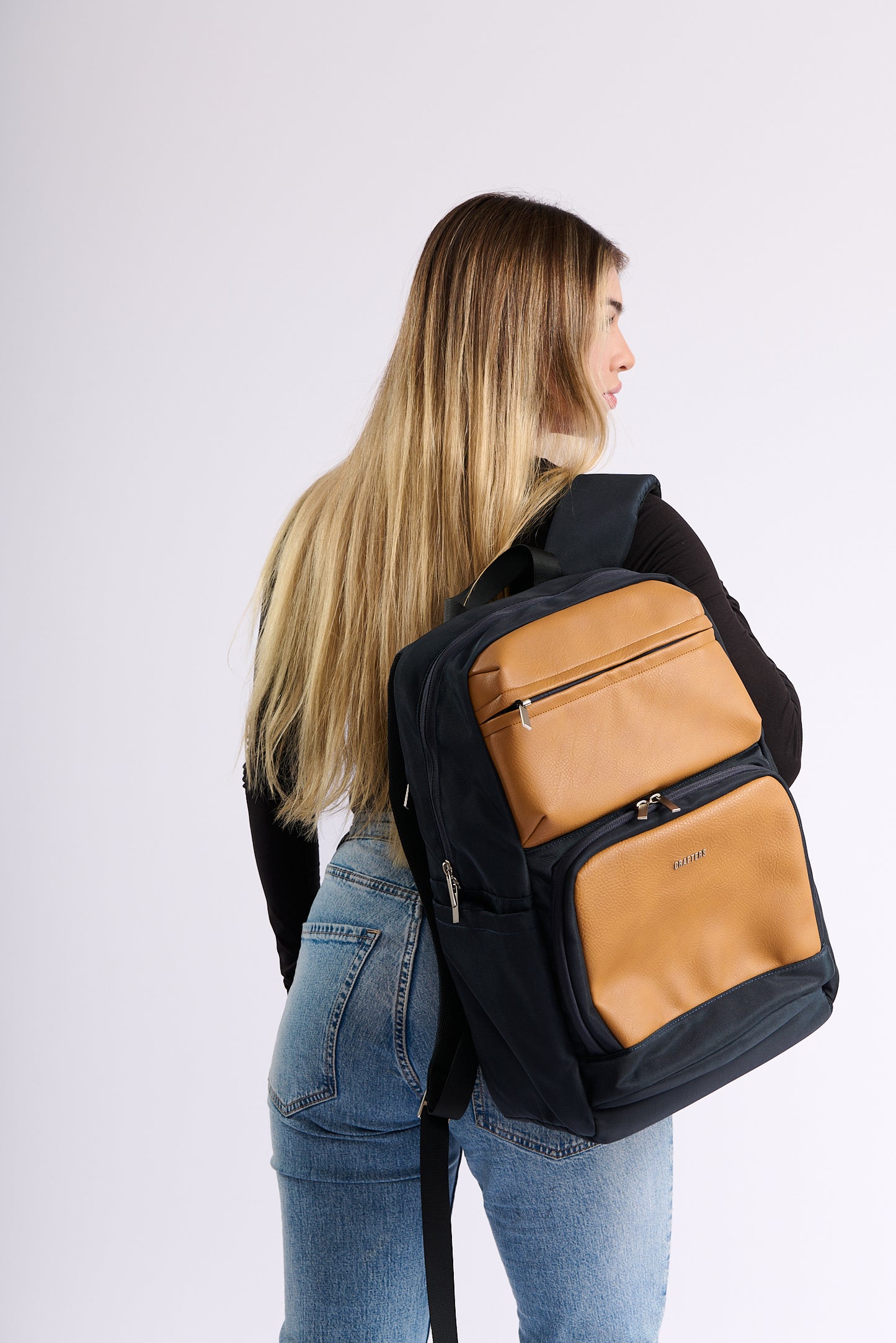 Mochila Wells azul/camel – Crafters