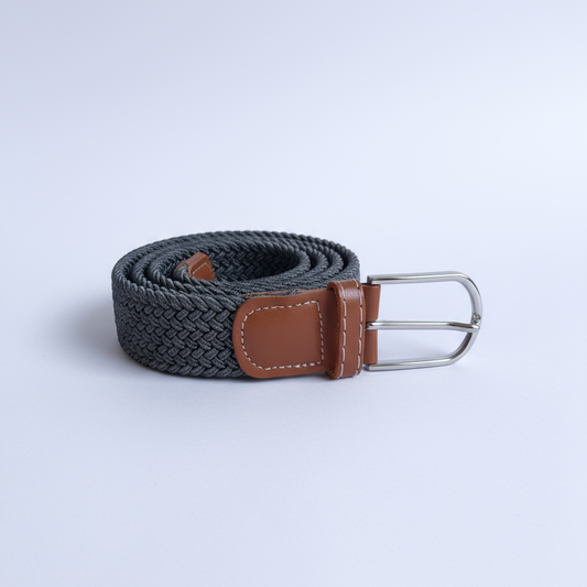 Correa Trenzada de Lona Elástica Gris Grafito