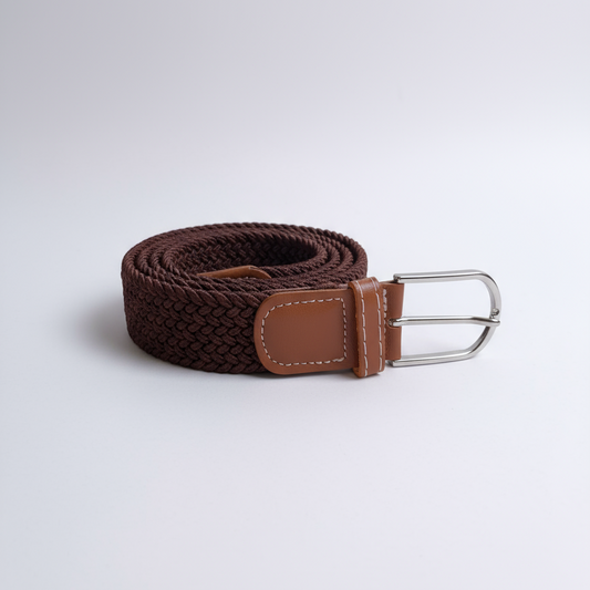 Correa Trenzada de Lona Elástica Marrón