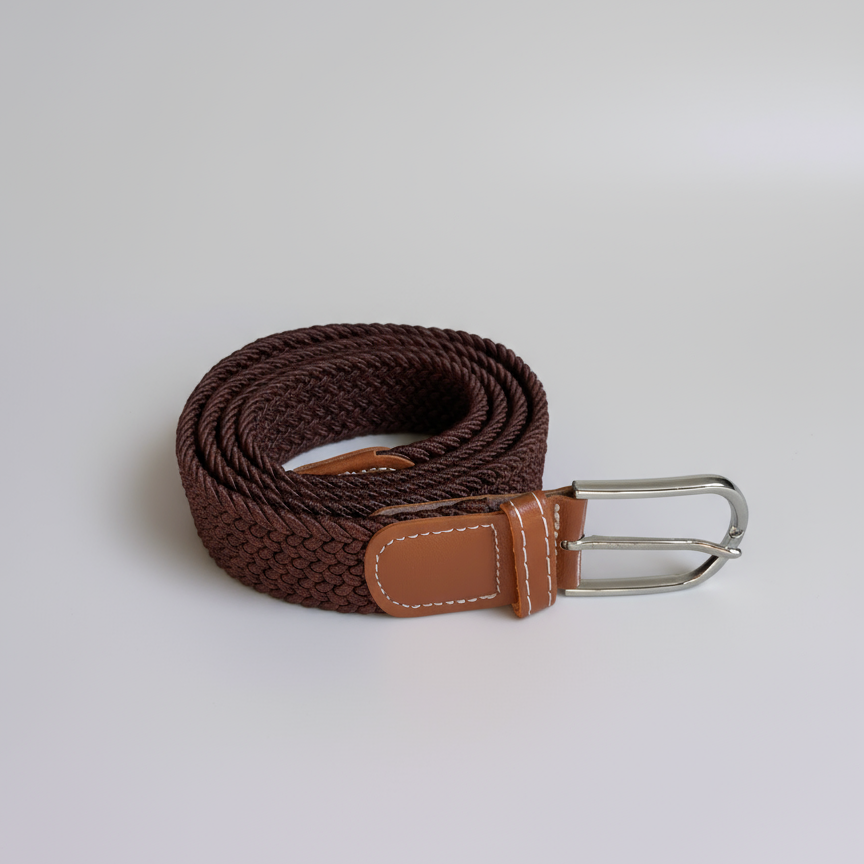 Correa Trenzada de Lona Elástica Marrón