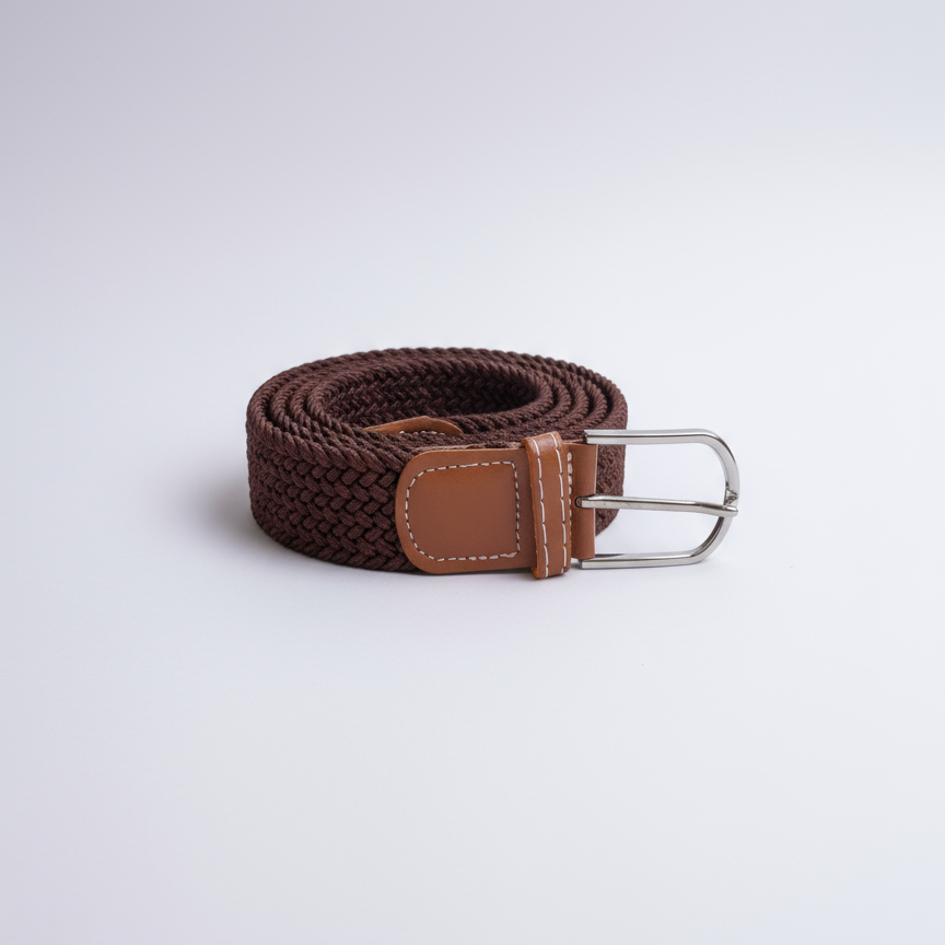 Correa Trenzada de Lona Elástica Marrón