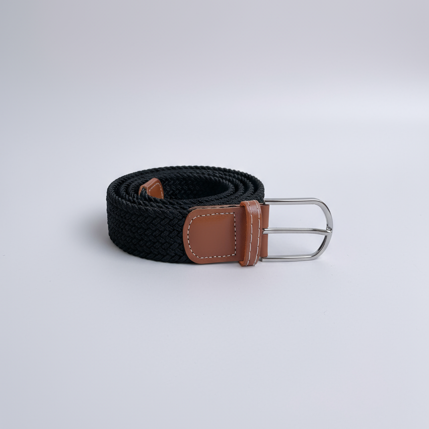 Correa Trenzada de Lona Elástica Negro