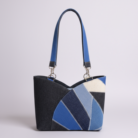 Cartera Sandy – Olas de Denim Doble diseño