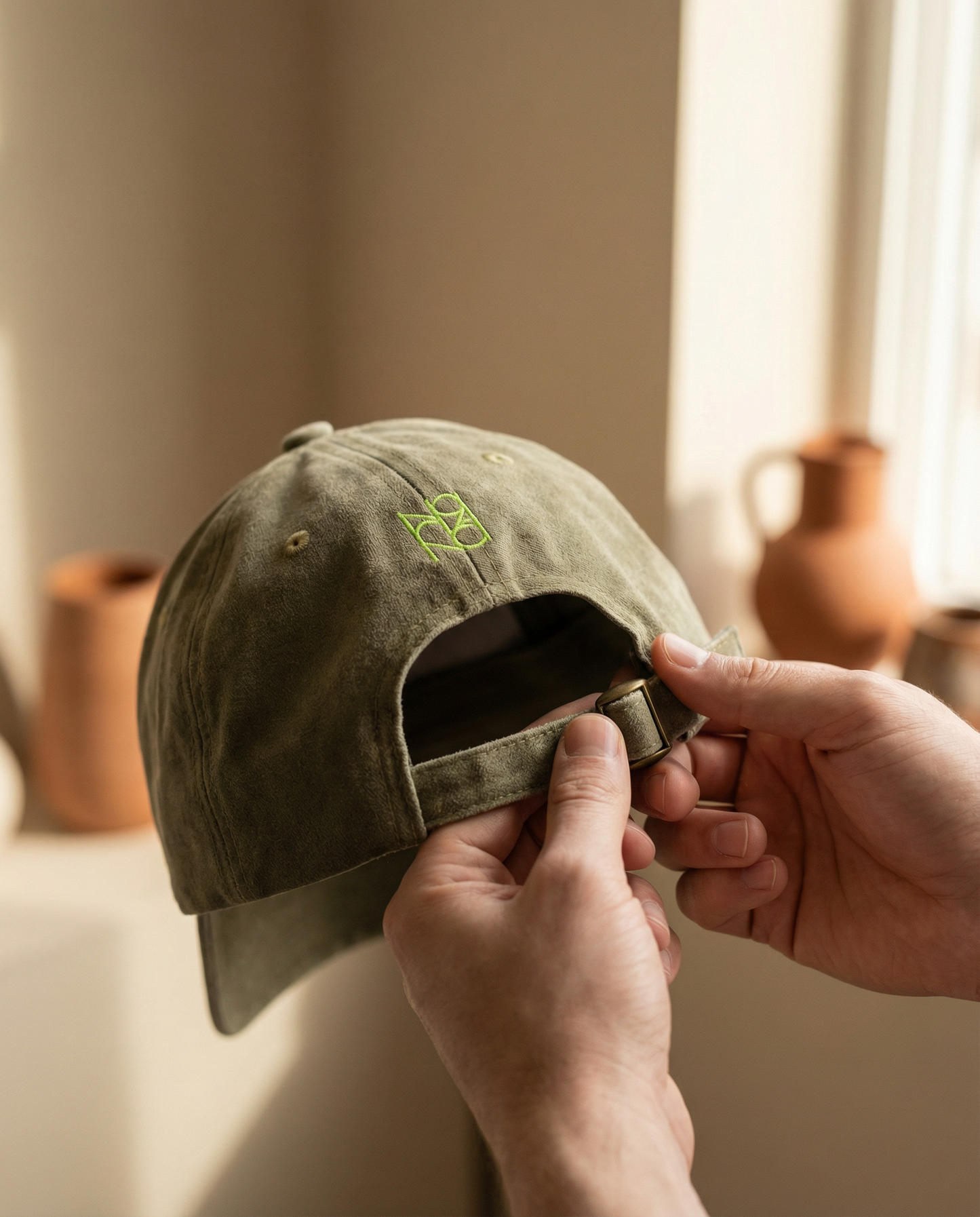 Gorra Bordada en Denim Verde Olivo – Pez Multicolor