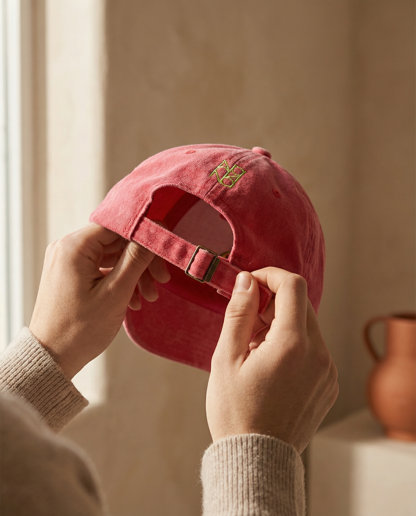 Gorra Bordada en Denim Rojo – Pez Multicolor