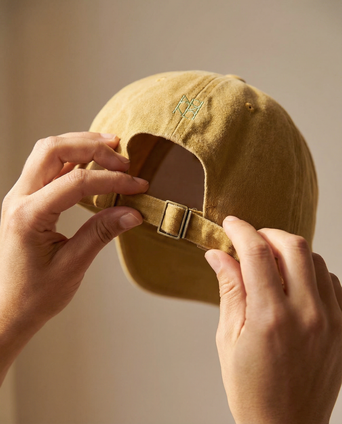 Gorra Bordada en Denim Mostaza – Pez Multicolor
